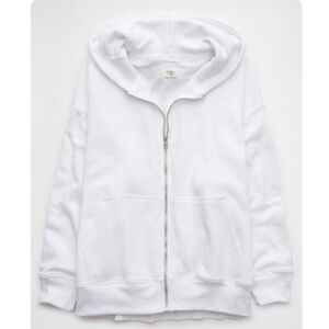 American Eagle White oversized Zip-Up Hoodie NWOT